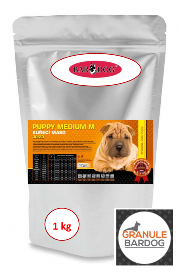 Bardog Super prémiové granule Puppy Medium M 30/20 1 kg