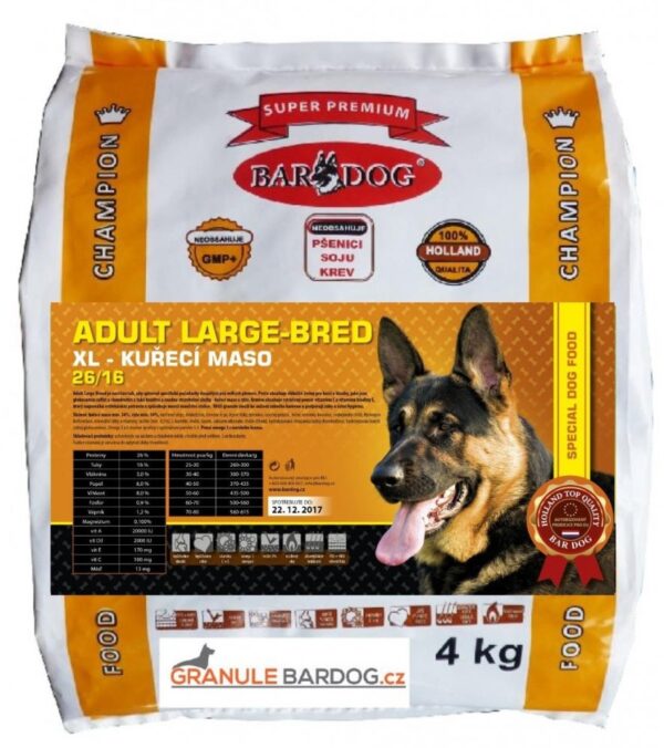 Bardog Super prémiové granule Adult Large Breed 26/16 4 kg