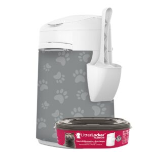 LitterLocker® Fashion odpadkový koš na kočkolit s látkovým potahem Cat paws grey