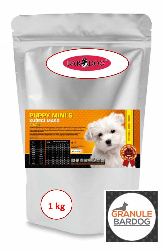 Bardog Super premiové granule Puppy Mini S 31/21 1 kg