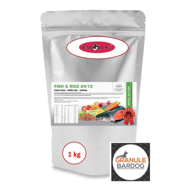 Bardog Hypoalergenní granule Fish rice 24/13 1 kg