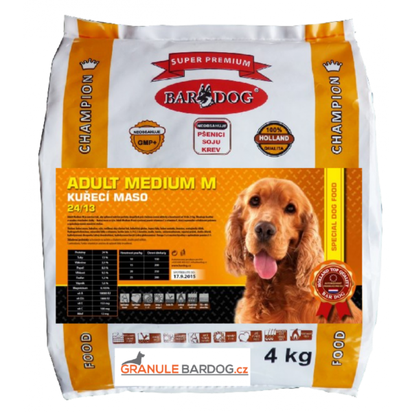 Bardog Super prémiové granule Adult Medium M 24/13 4 kg