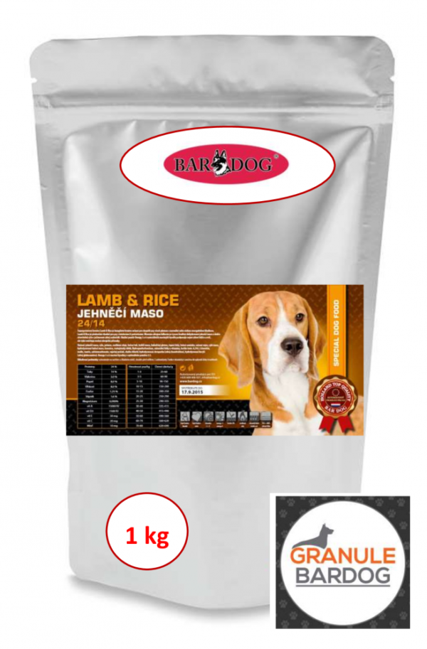 Bardog Super prémiové granule Lamb rice 24/14 1 kg