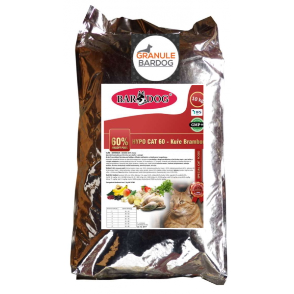 Bardkgog Hypoalergenní granule pro kočky Hypo Cat 60 - Kuře Brambor 32/18 10 kg