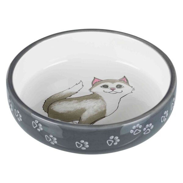 Trixie keramická miska pro kočky plemen s krátkým čumákem šedá/bílá 0
